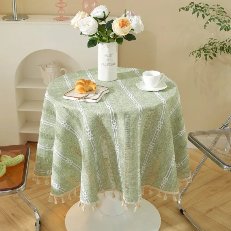 

Cotton Linen Green Jacquard Round Tablecloth Round Tablecloth 150cm Table Cloths Cover Towel Home Wedding Decor Round Table Maps