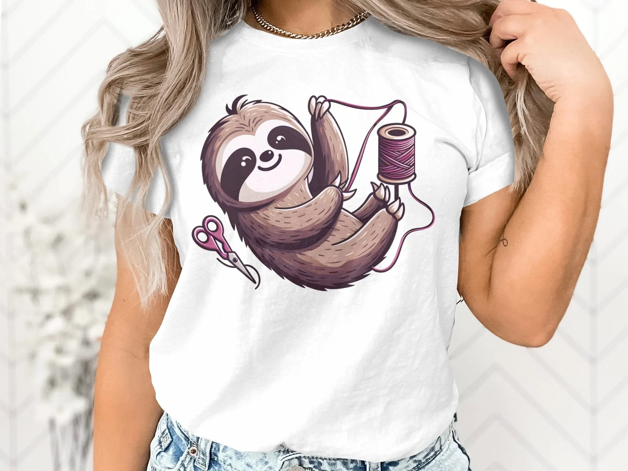 Funny Tailor Sewing Sewer Sloth Animal Women T Shirt Cool Lover Birthday Holiday Presents Men Kids