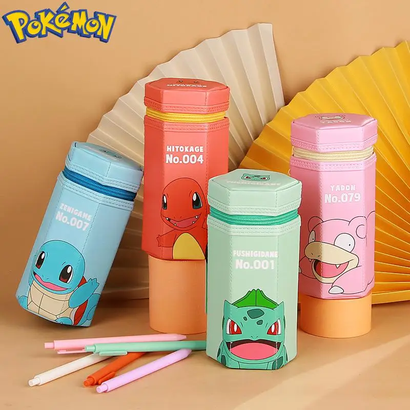 Pokemon Pikachu Animation Pencil Bag Children Vertical Portable Stationery Bag Storage Bag Student Pu Pencil Bag School Supplies