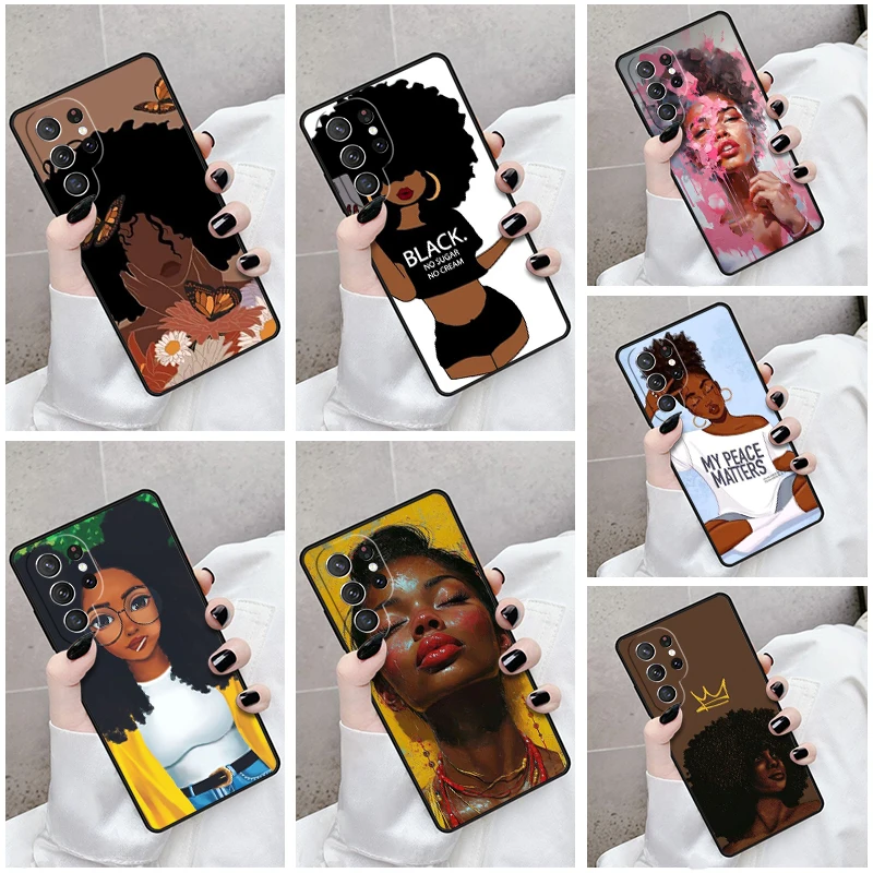 Phone Case For Samsung Galaxy S24 S23 S21fe S22 Ultra Plus Note 10 20 S8 S9 S10 Cover Black Girls Painting