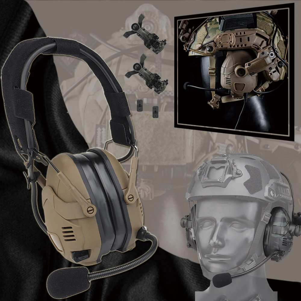 

Airsoft Tactical Headset Headphones Bluetooth headset with noise reduction NRR 31DB;SNR 33DB With helmet attachment arm