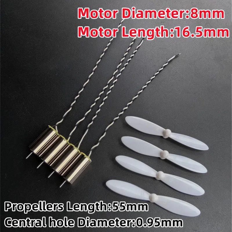 4pcs 816 Mini Coreless Motor 4 Props DC 3.7V High Speed Strong Glider Foam Aircraft Model Motor Ultra-high Speed Strong Magnetic