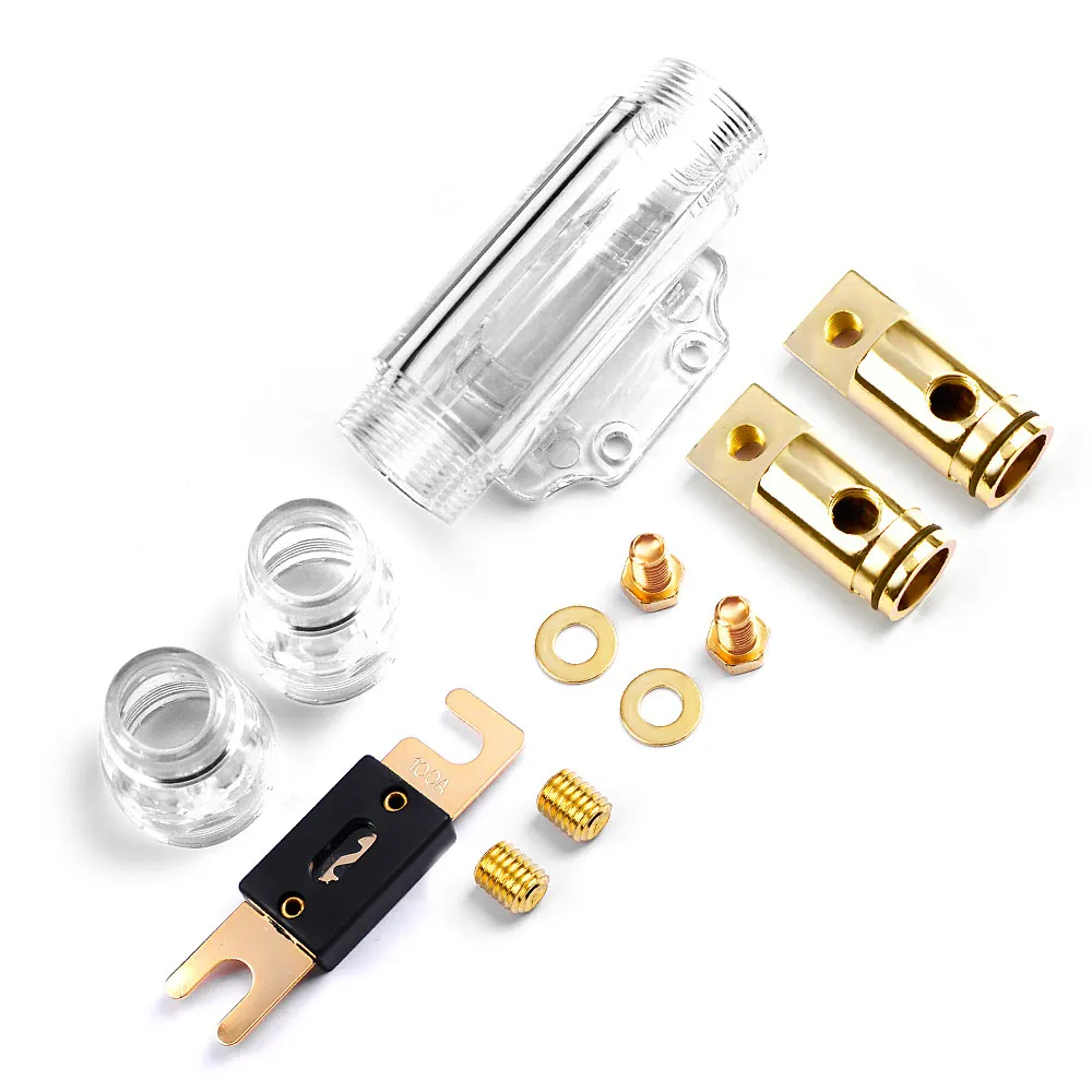 1pcs Large 1 In 1 Out Block With 80a 100a 150a 200a 250a Anl Fuse Marine Boat Audio Amplifier Breaker Host Fuse Holder 0ga-4ga