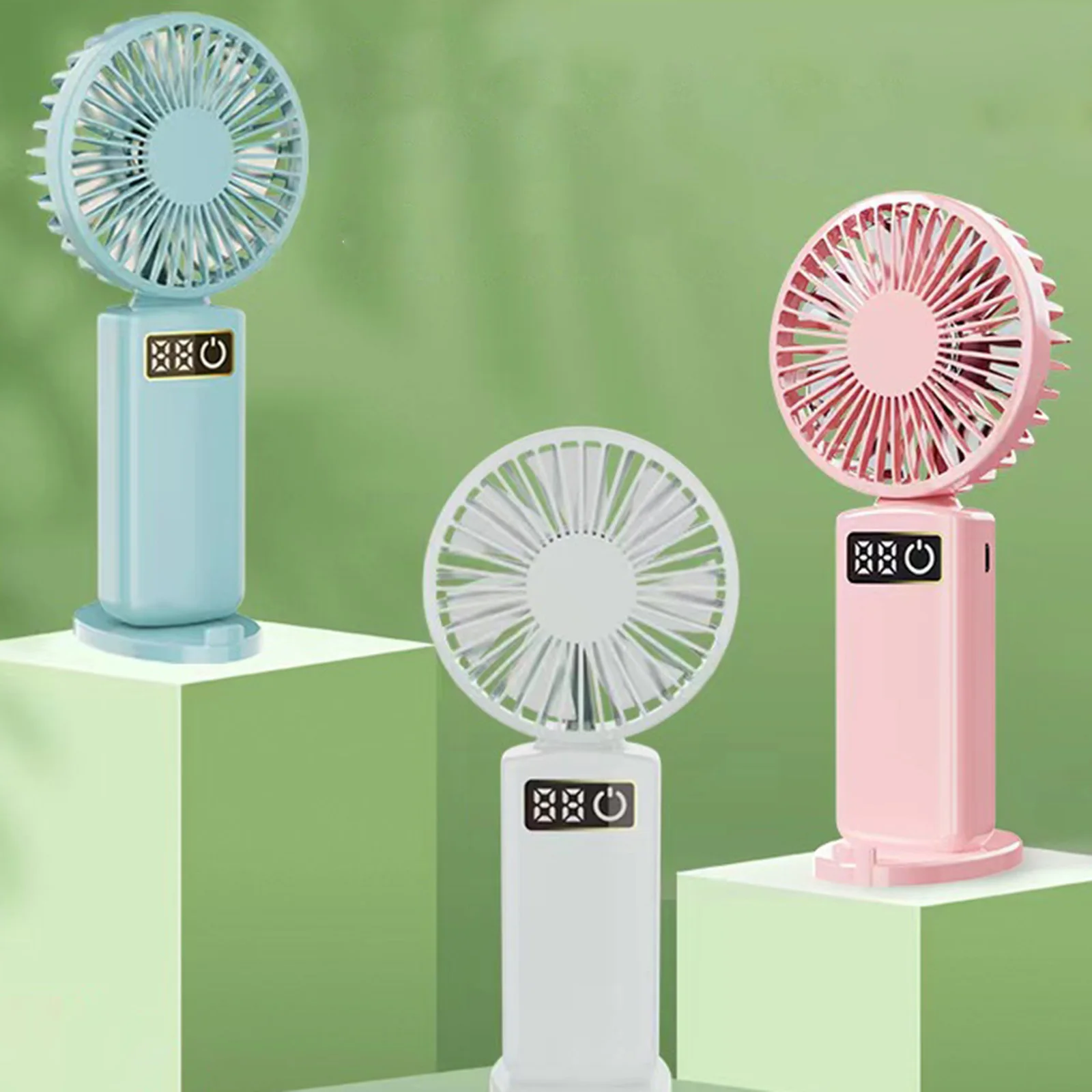 3 Speeds Adjustable Mini Handheld Fan Portable USB Rechargeable Quiet Cooling Fans with Phone Holder for Camping Home Travel