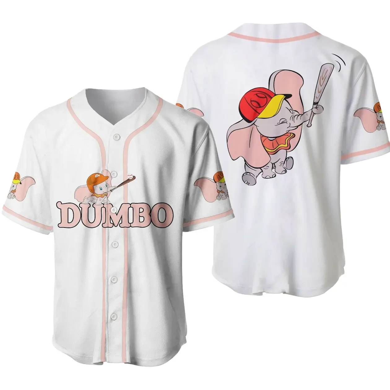 

Dumbo Elephant Baseball Jersey Custom Name Disney Men's Baseball Jersey Fashionable Disney Short Sleeve Hawaiian Shirt Track Top