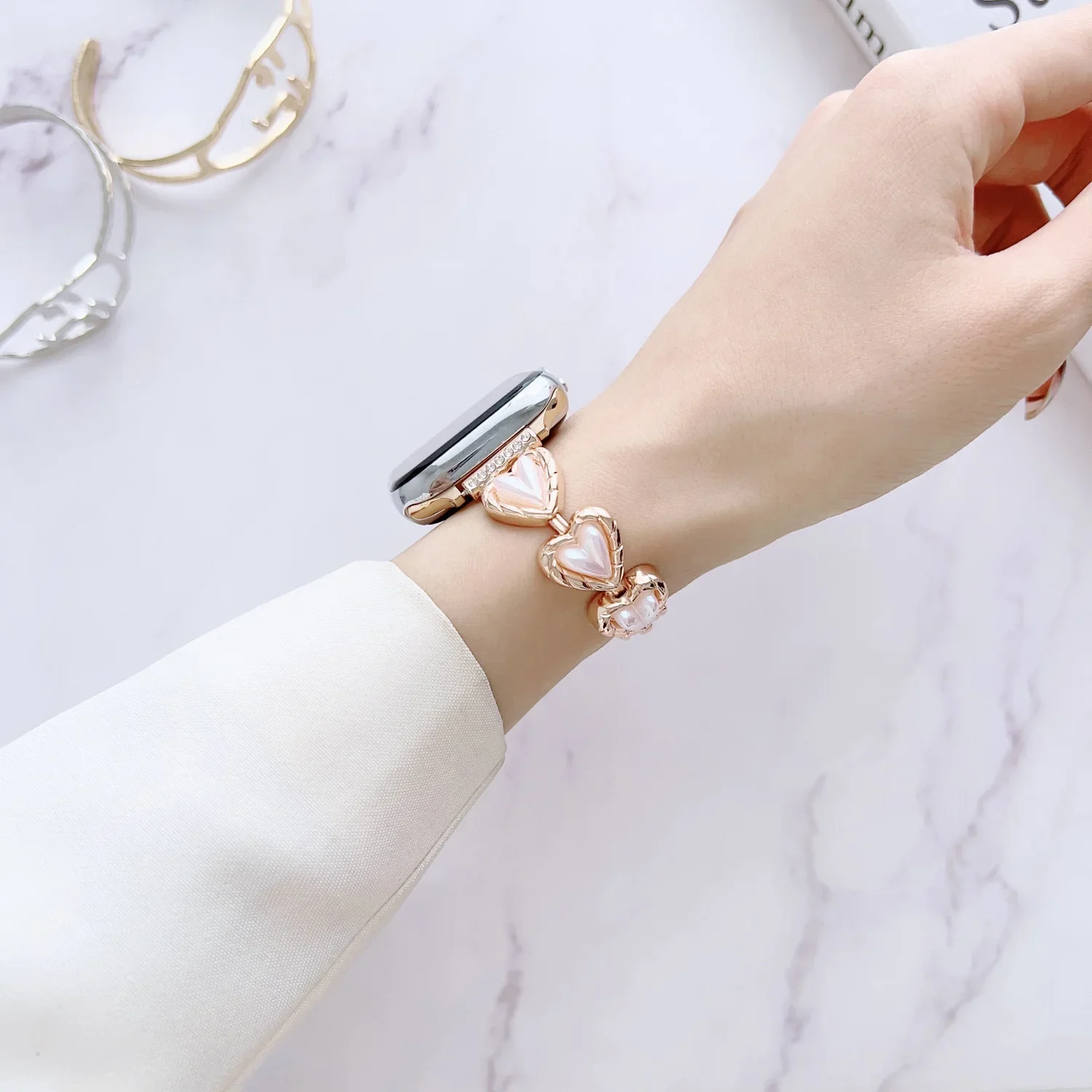 Jewelry Metal Band For Apple Watch Ultra Strap Butterfly Heart Pearl Wrist Bracelet For iWatch Series 9 8 7 6 SE 5 4 3 2 1 Belt