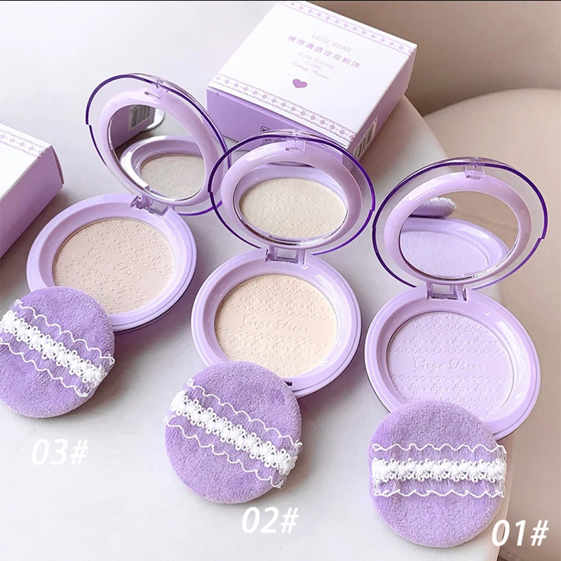 Purple Translucent Setting Powder Makeup Waterproof Oil Control Natural Matte Clear White Loose Face Pressed Powder Makeup Girls