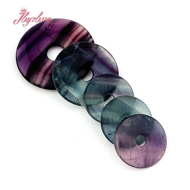 Donut Ring Flourite Natural Stone Beads for DIY Accessories Necklace Bracelet Pendant Jewelry Components Making 1 Pcs 30,40,50mm