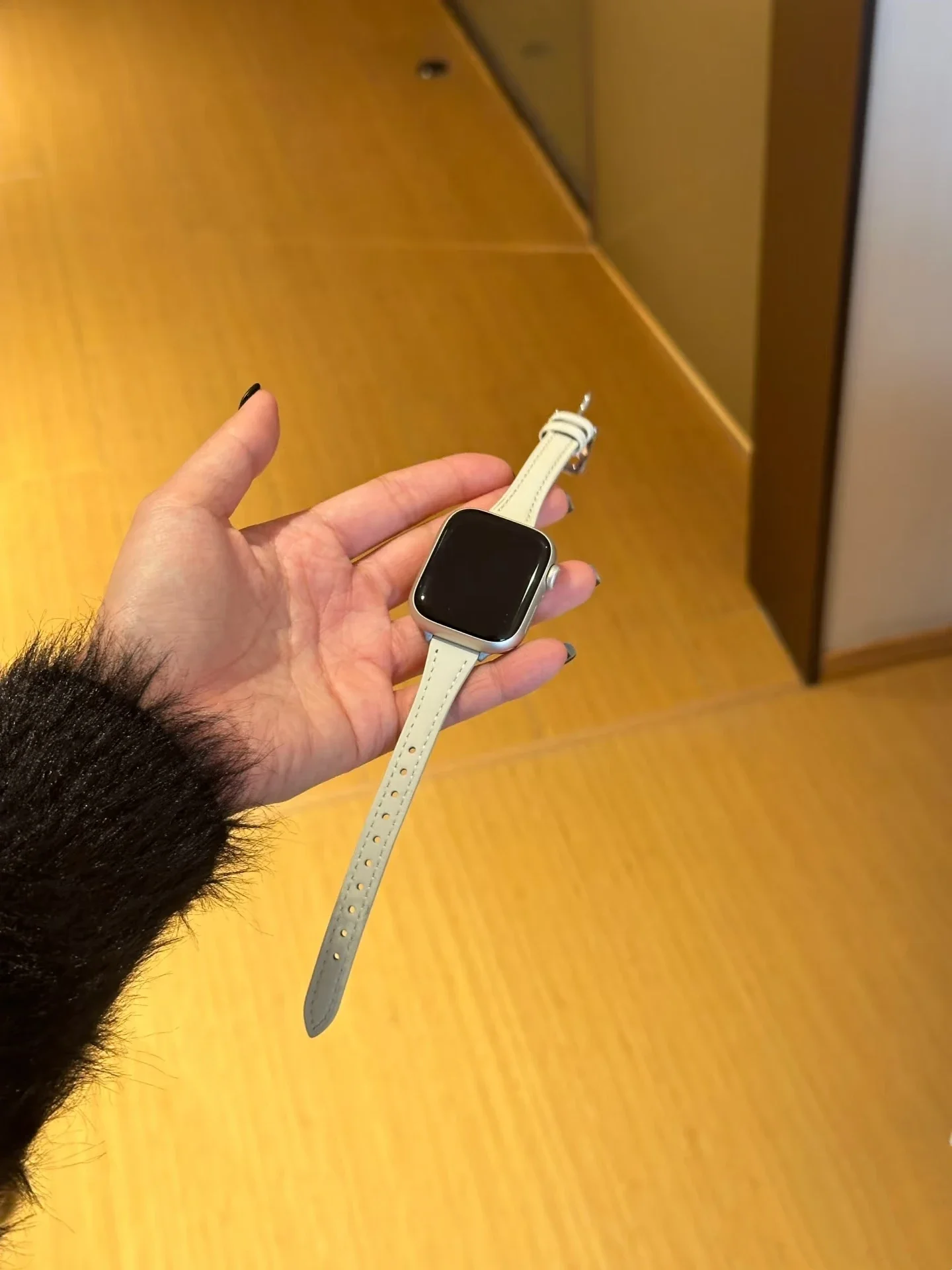 حلقة جلدية أنيقة رقيقة لساعة أبل الفرقة النساء سلسلة الترا 11/10/9/8/7 40 مللي متر 41 مللي متر 42 مللي متر 44 مللي متر 45 مللي متر 46 مللي متر حزام #6