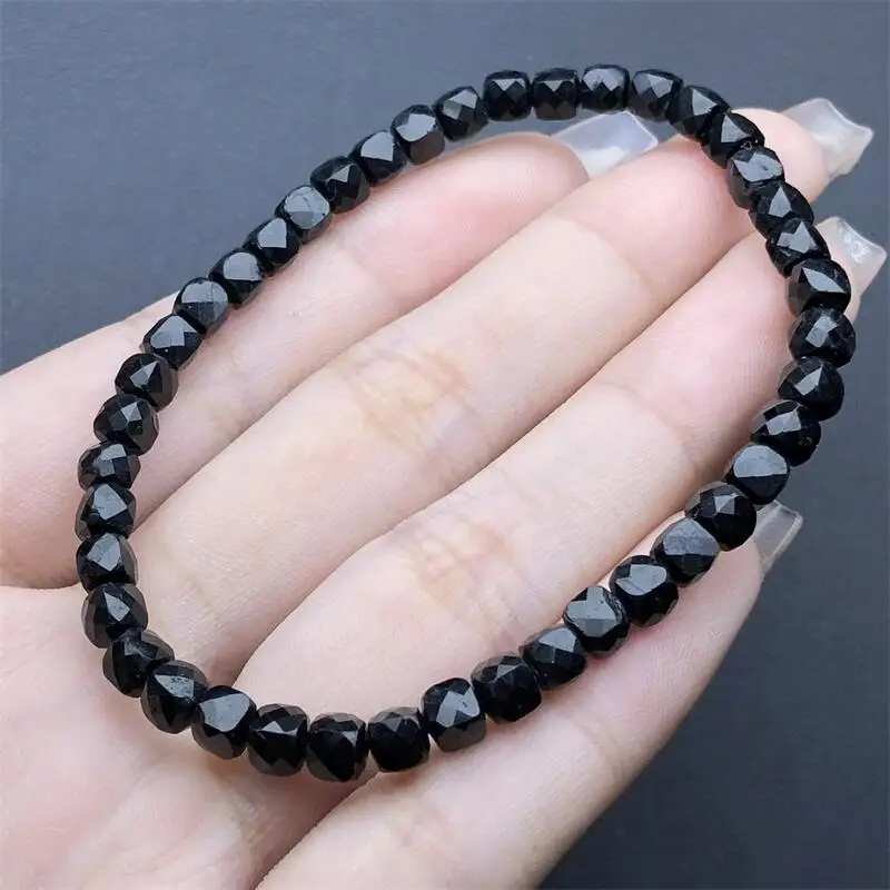 5MM Natural Black Spinel Cube Bracelet Women Beautiful Colorful Crystal Energy Healing Fengshui Jewelry Gift 1PCS