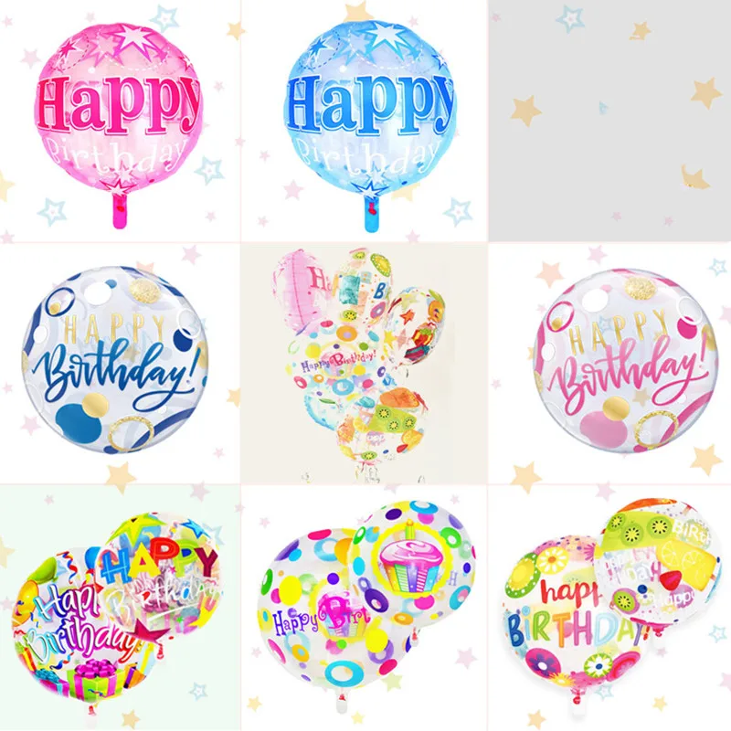 18 inch Transparent Aluminum film Balloon ball gift star Cake Happy Birthday party Decoration baby Shower toy Decoration