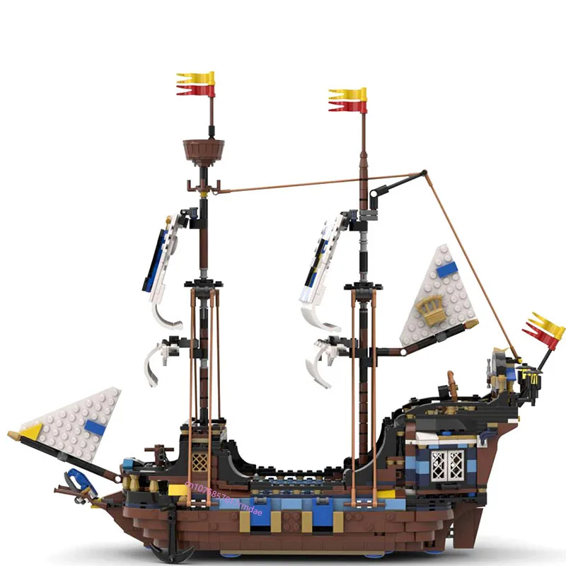 New 1287PCS medieval Pirate Series Imperial Rapid Ship model DIY creative ideas childToy Gift Christmas buildingblocks MOC-31109