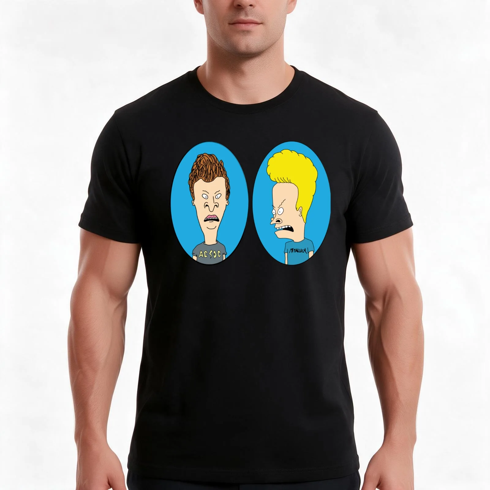 Beavis and Butthead Premium T-Shirt, Summer Casual Cotton Tee, Oversized Streetwear Tops, Vintage Graphic Print, 100% Cotton