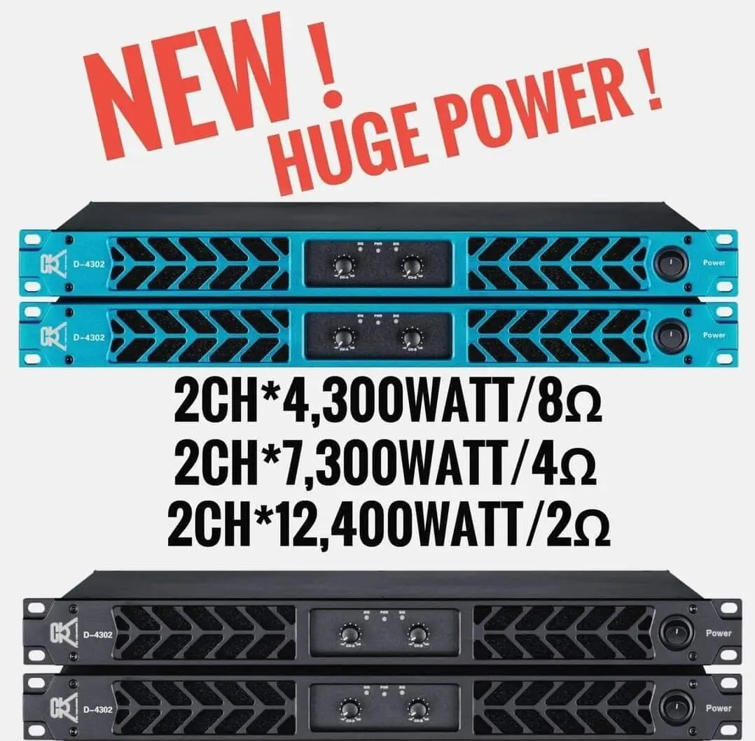CVR Sound Equipment 4300w Power Mixer 1U Class D Audio 2 Channel Amplifier