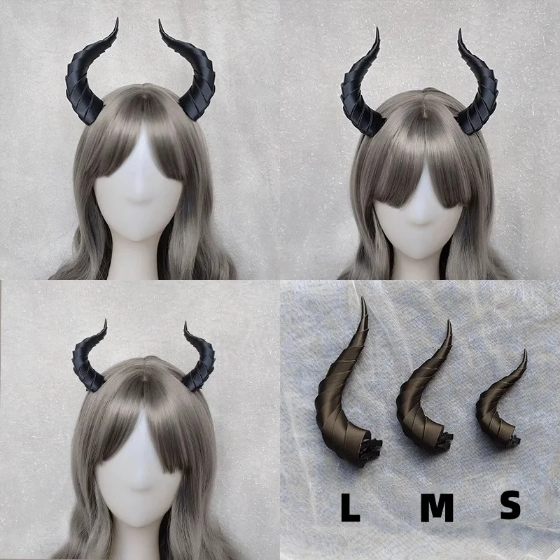Multiple Colors Handmade Gradient Devil Horns Cosplay Horns Head Clip Headwear Halloween Cosplay Props Accessories 10/14/17cm