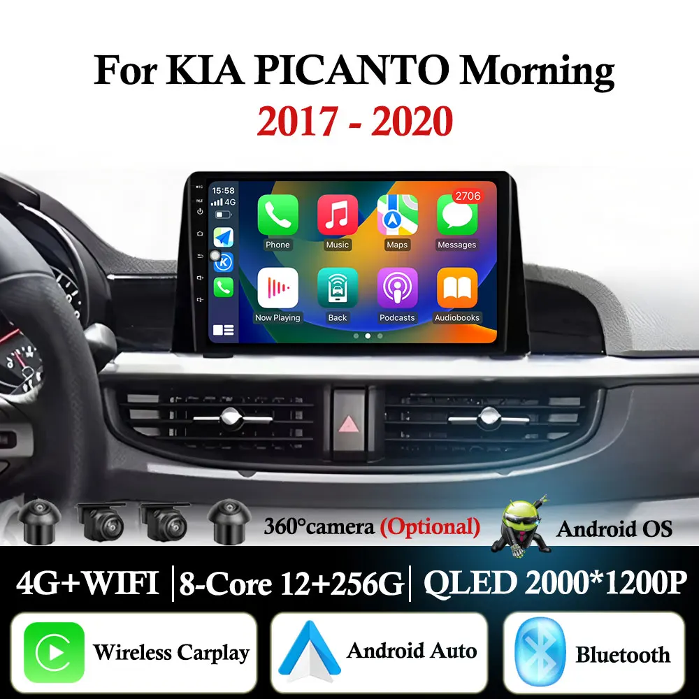 

Android 16 For KIA PICANTO Morning 2017 2018 2019 2020 WIFI+4G Carplay Car Radio Video Multimedia Player GPS Navi DSP Stereo