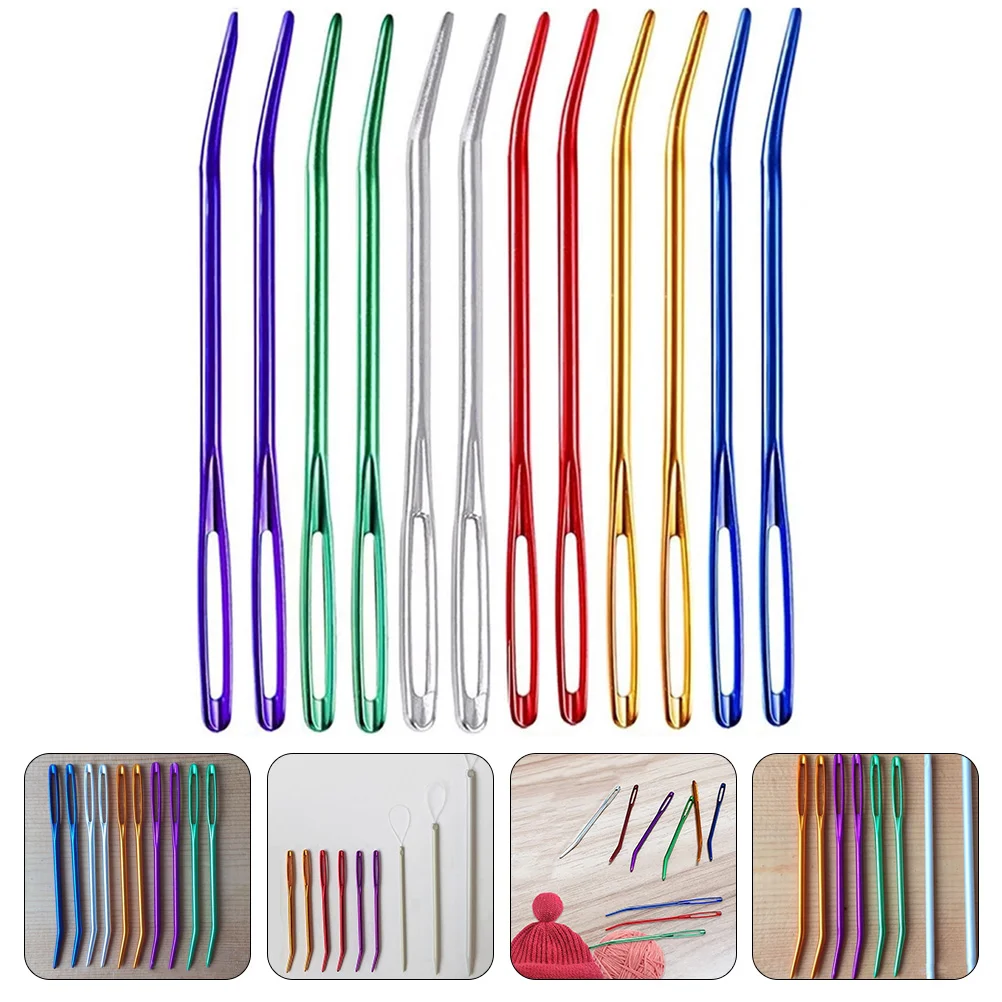 

12 Pcs Big Eye Looper Portable Yarn Needle Sewing Supply Convenient Tapestry Safety Aluminum Needles