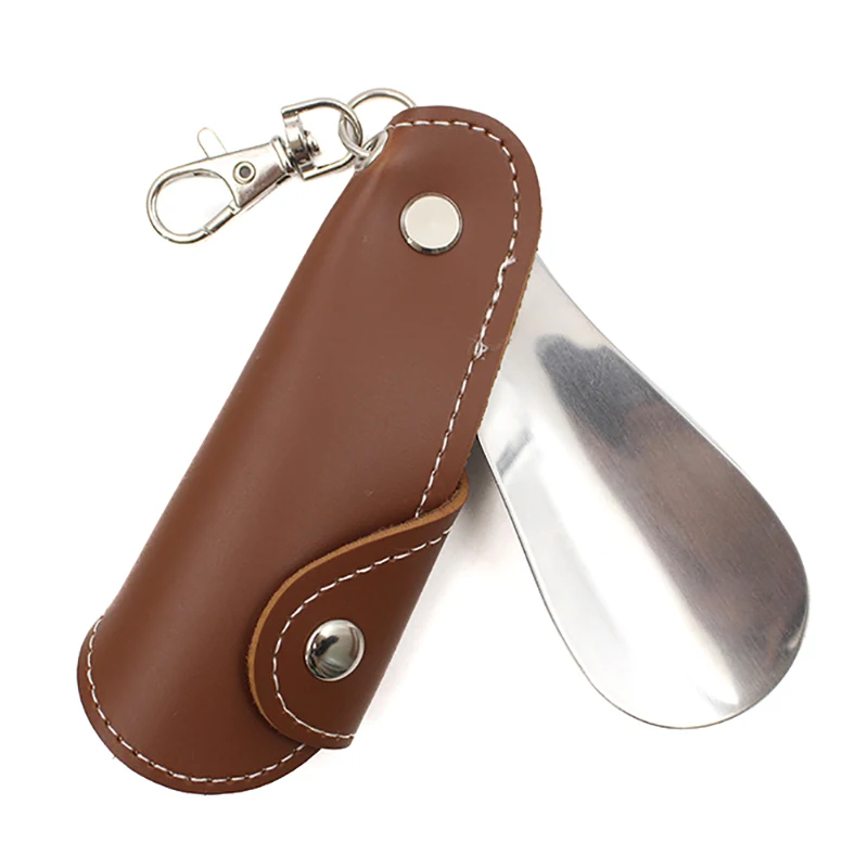 1PCS Portable Unisex Metallic Leather Shoehorn Shoe Lifter Buckle Shoe Drawer In A Variety Of Colors Random Color