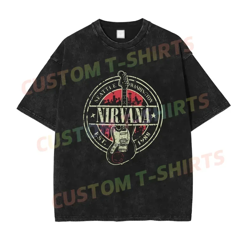 

2025 Summer Vintage Cotton Washed Nirvanas in Utero Kurts T-Shirt Loose Cobain T Shirts Men Y2K Hip Hop Top Tee