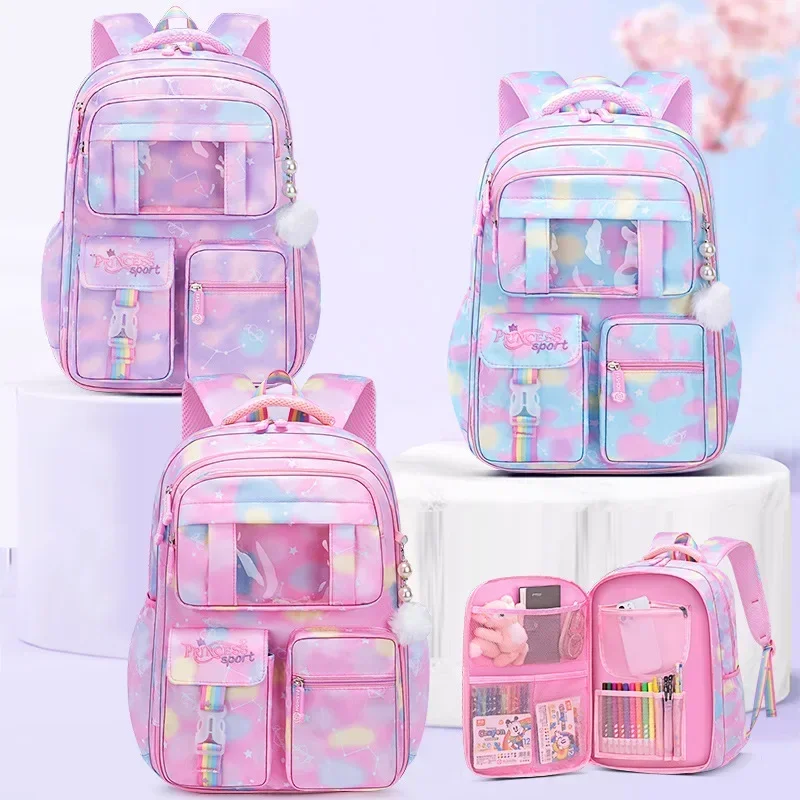 2023 New Schoolbag Student Girls Children\'s Princess Refrigerator Door Backpack Spine Protector School Book Shoulder Bags