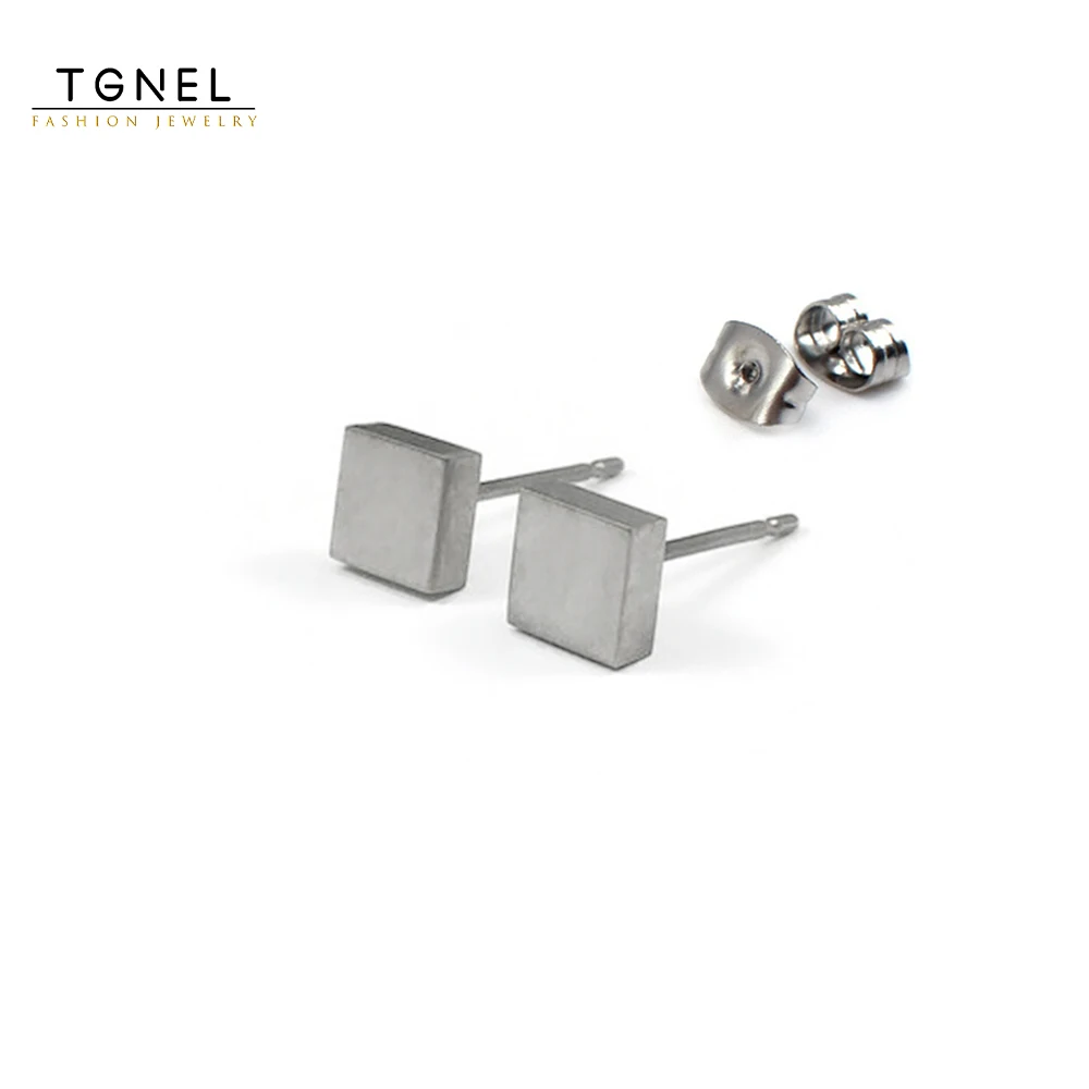 

TGNEL Block Geometry Pure Titanium Earrings Stud Nickel-Free Hypoallergenic Earrings for Sensitive Ears TIE015