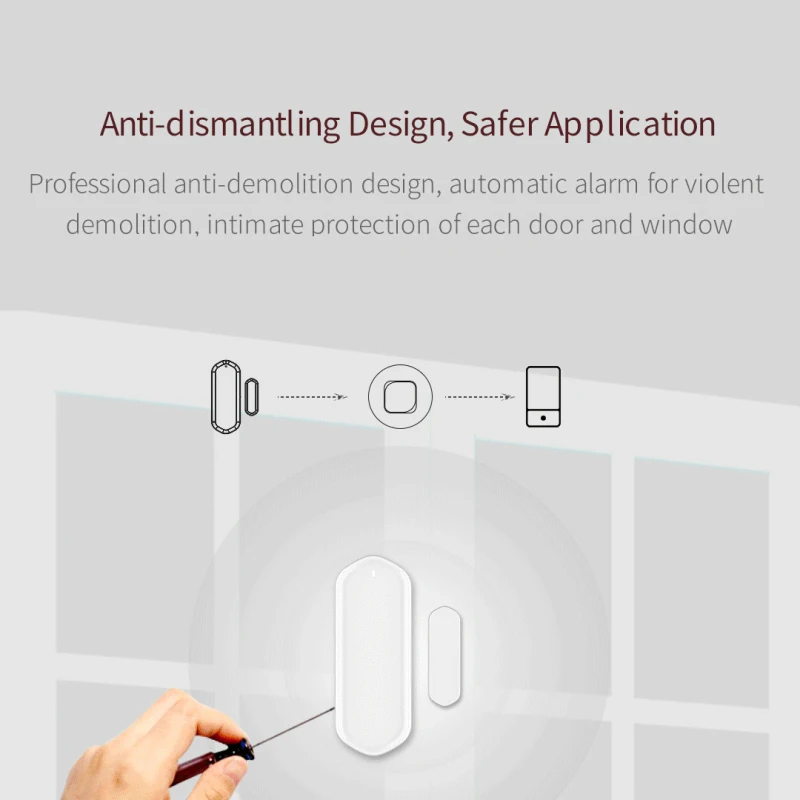 Tuya-インテリジェントWi-Fiドアセンサー,ウィンドウステータス検出器,ライフアプリ通知,プッシュアラーム,アレクサ,マグネットで動作