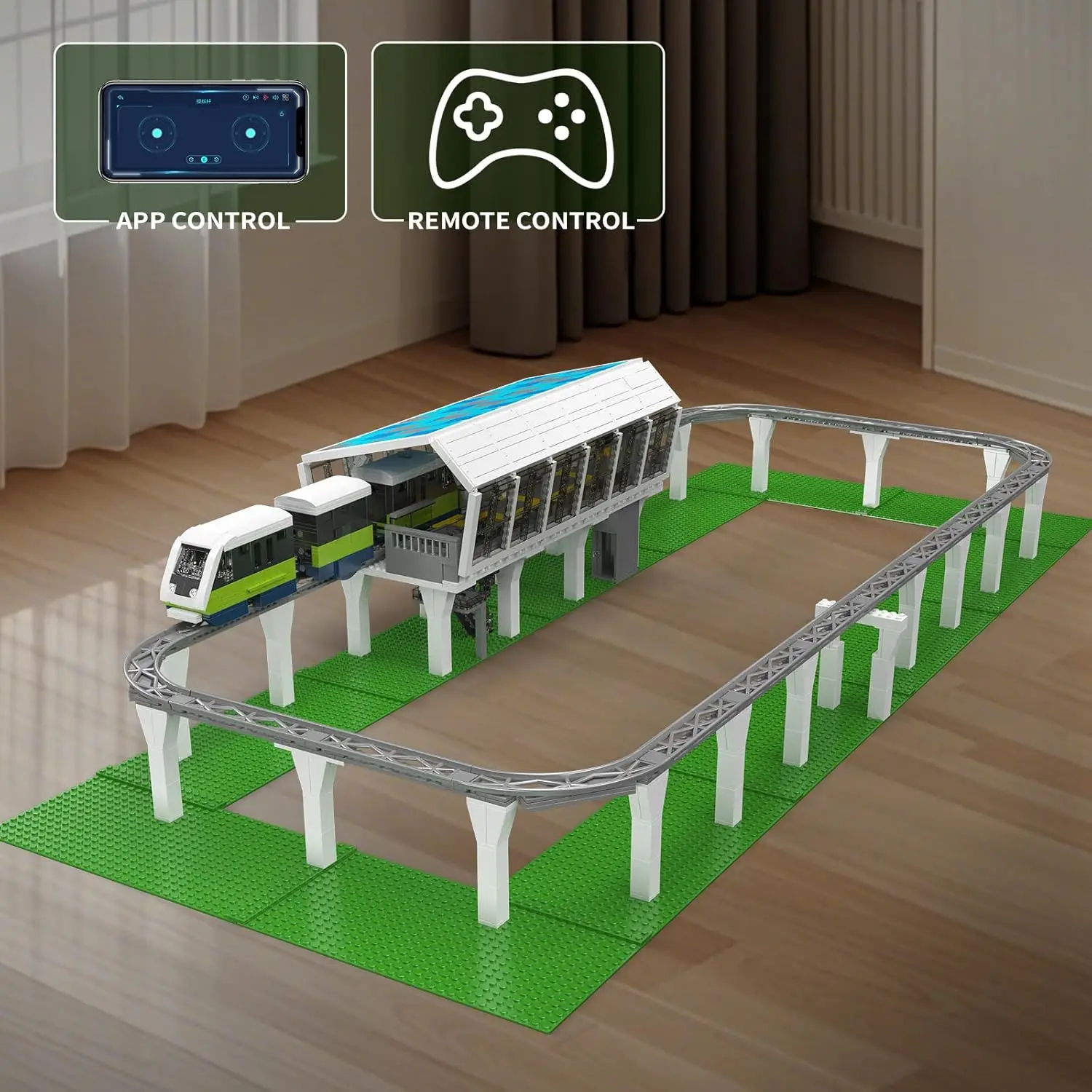 Kit modello treno espresso, oltre 1,957 pezzi Set da costruzione locomotiva APP/telecomando con pista, giocattoli da costruzione, collezione