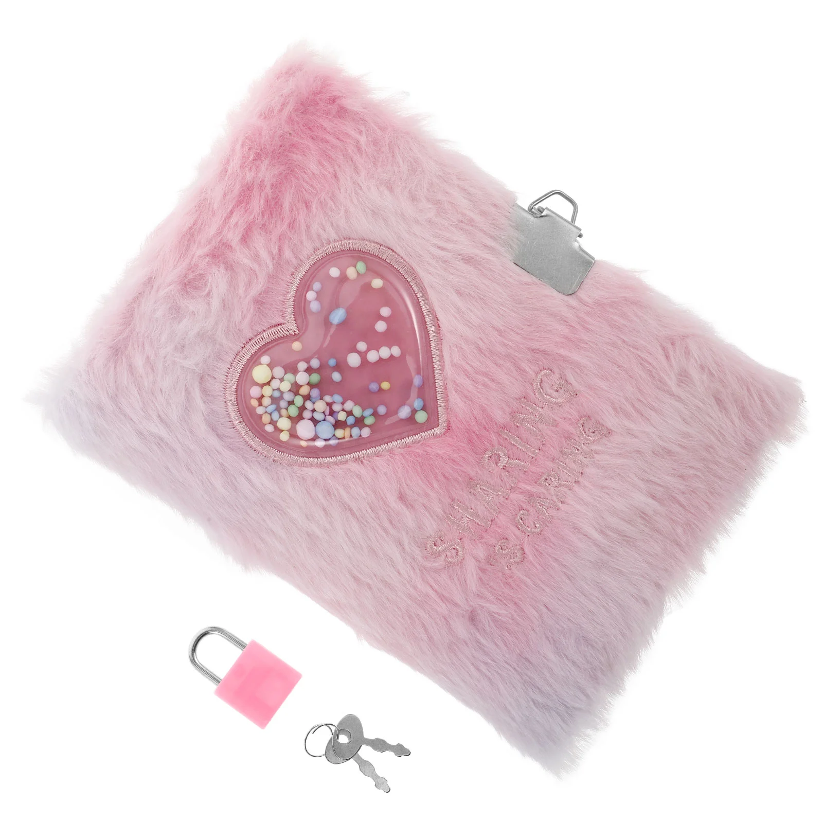 Girl's Diary The Notebook Girls Lockable Journal Fluffy Cartoon Heart Pattern Locking Plush Furry with Kids Secret