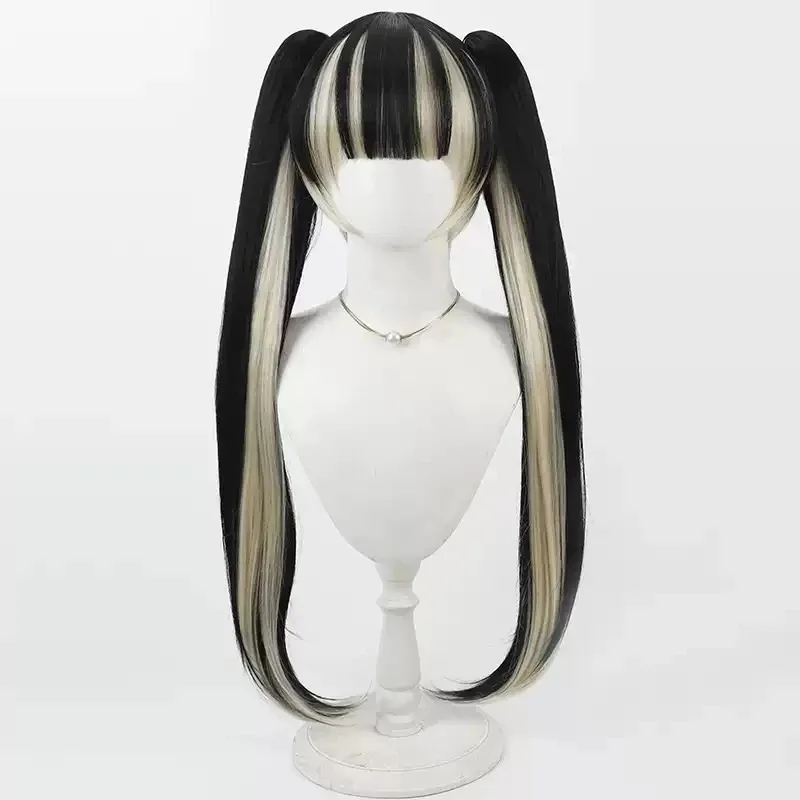 2025 aaa 홀로라이브 버추얼 유튜버 주후테이 라덴 코스프레 가발 더블 포니테일 내열성 합성 헤어 할로윈 파티 롤