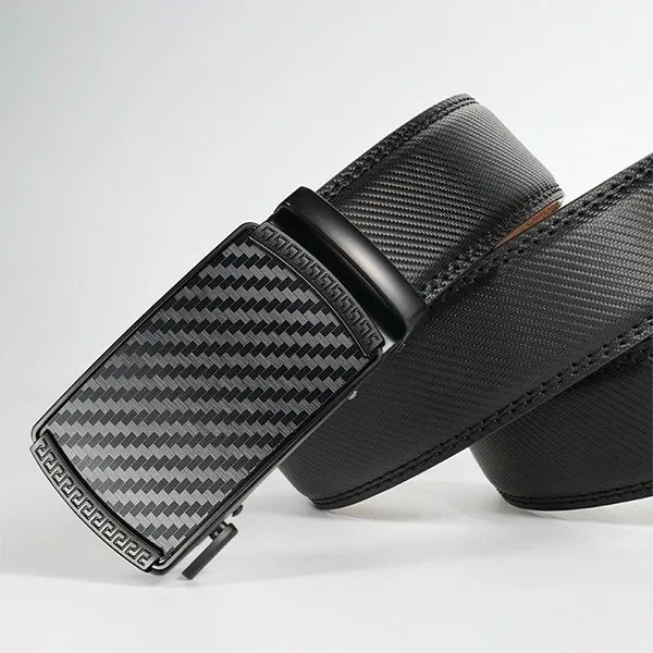 2026 Men's Automatic Buckle Carbon Fiber Pattern Belt Business and Leisure Versatile Waist Straps Trendy Alloy Buckle Waistband - view 3