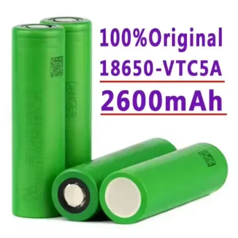 

100% Original VTC5A battery 18650 3.7V 2600mAh 26A high discharge rechargeable battery flashlight tool battery