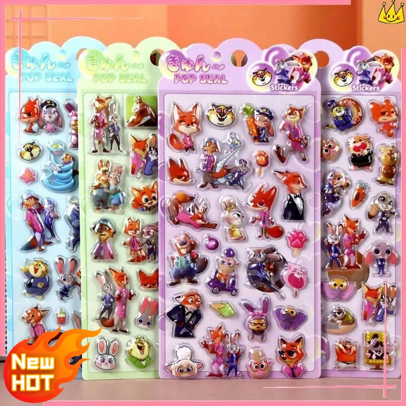 

Cute Cartoon Fun 3D Stickers Crazy Zootopia 3D Hollow Embossed Sticker Decorate Water Bottles Notebooks Making Cards Decor Gifts
