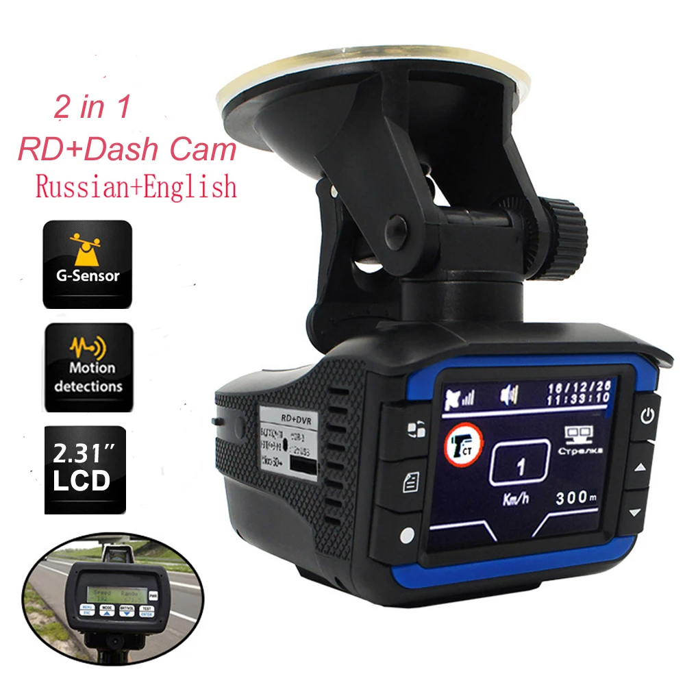 Best Car Dash Camera Night version VGR3- Plush Car RD Detector FHD 720P DVR video Recorder English or Russian Language Voice