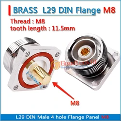 7/8 7/16 L29 DIN Female With 4 Hole Flange Panel Mount For Solder Cup M8 11.5mm plug Connector calbe RF Adapter BRASS