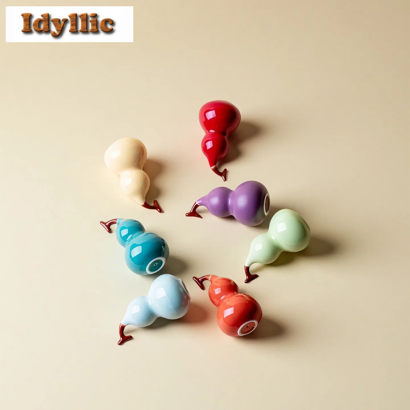 7pc/set Colorful Little Gourds Good Fortune Tea Pet Retro Flowerpot Landscaping Tea Figurine Play Toys Tea Statue Ornaments Gift
