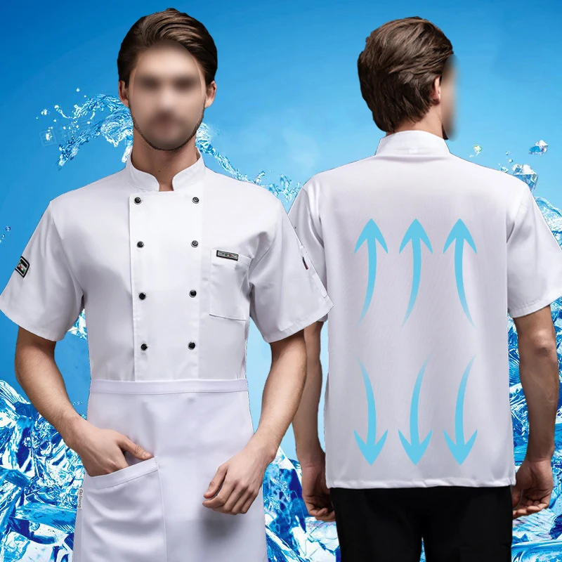 Chef's Work Clothes Summer Short / Long Sleeves Breathable Mesh Chef Tops Hotel Restaurant Chef Cake Shop Waiter Work Uniforms
