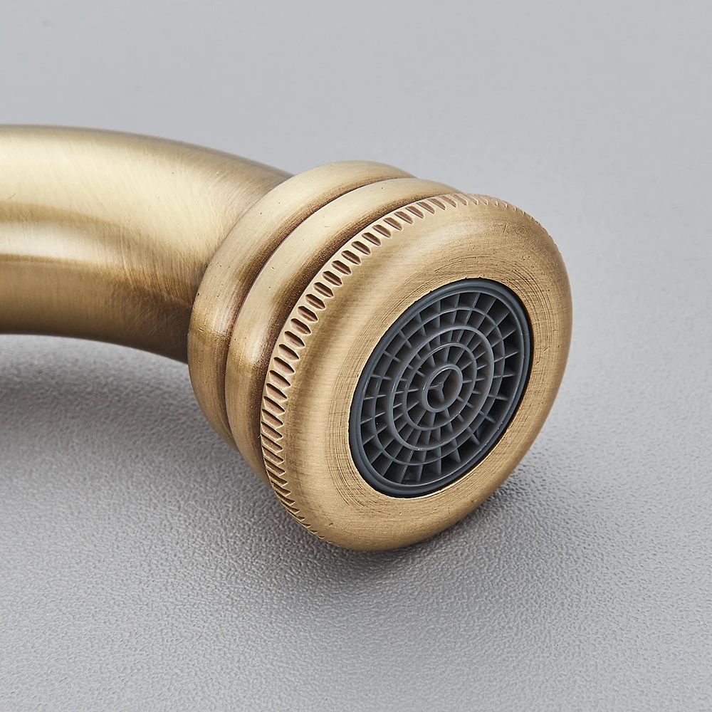 Uythner Kitchen Sink Faucets Retro Brass Antique Bronze Single Handle Kitchen Basin Faucets Deck Mounted Hot&Cold Water Mix Tap