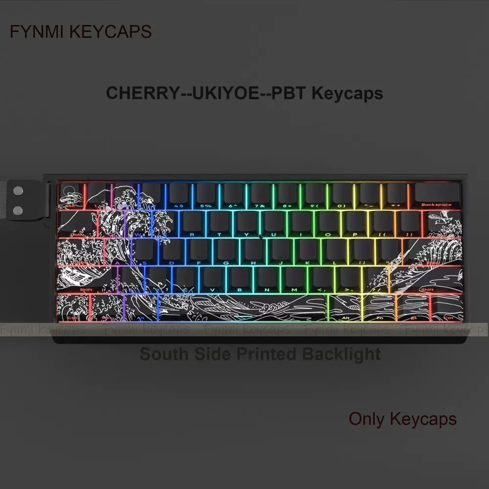 

Fynmi Ukiyo-e 2.0 Cherry PBT Keycaps ISO ANSI Side Engraving Dye-Sublimation keycaps 127 keys for Mechanical Keyboard