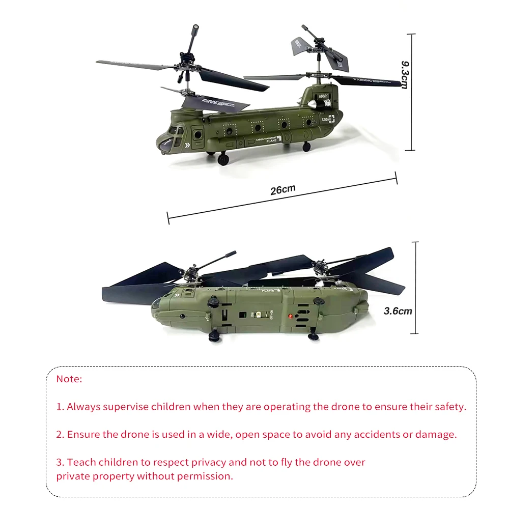 SYMA Fernbedienungshubschrauber, 2,4 G 3CH Dual Propeller Feste Höhe Simulation Fernbedienung Militärtransporthubschrauber