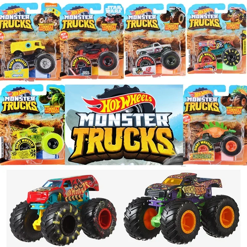 Original Hot Wheels Monster Trucks Maker Diecast 1:64 Big Foot Giant Car Assemblable Metal Model Collection Kids Toys Boys Gift