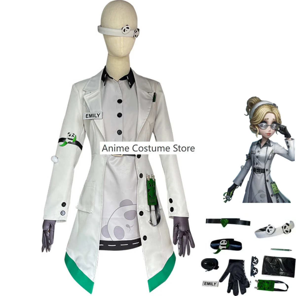 

Anime Game Identity ⅤDoctor Emily Dyer Cosplay Costume Bamboo Shade Guardian Panda QiZhen Fashion Uniform Woman Sexy Party Suit