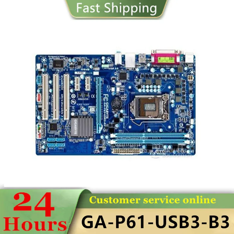 

Б/у материнская плата, Jijia GA-P61-USB3-B3 DDR3 компьютер 1155 pin Материнская плата, последовательный порт, независимая плата три PCI