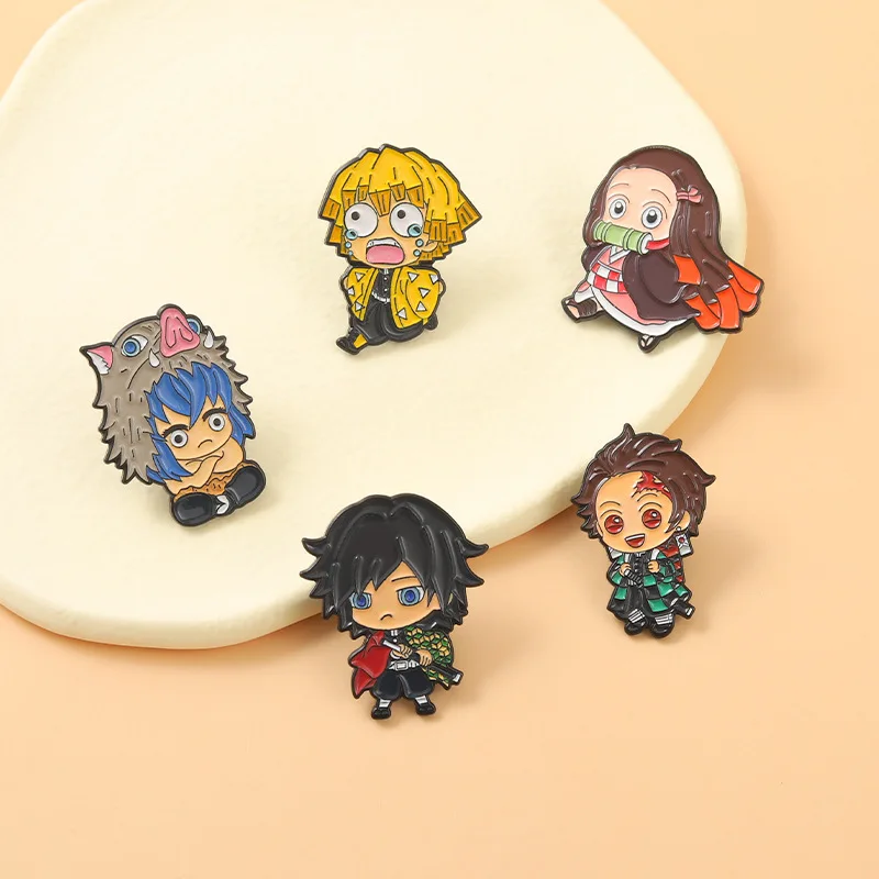 

New Demon Slayer Anime Characters Enamel Pins Custom Boy And Girl Brooches Lapel Badges Cartoon Jewelry Gift for Kids Friends