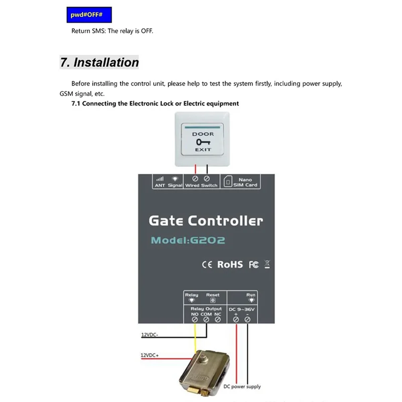 

AC57-G202 Mobile Phone 4G Single Relay Switch Electric Gate Remote Controller 850/900/1800/1900Mhz