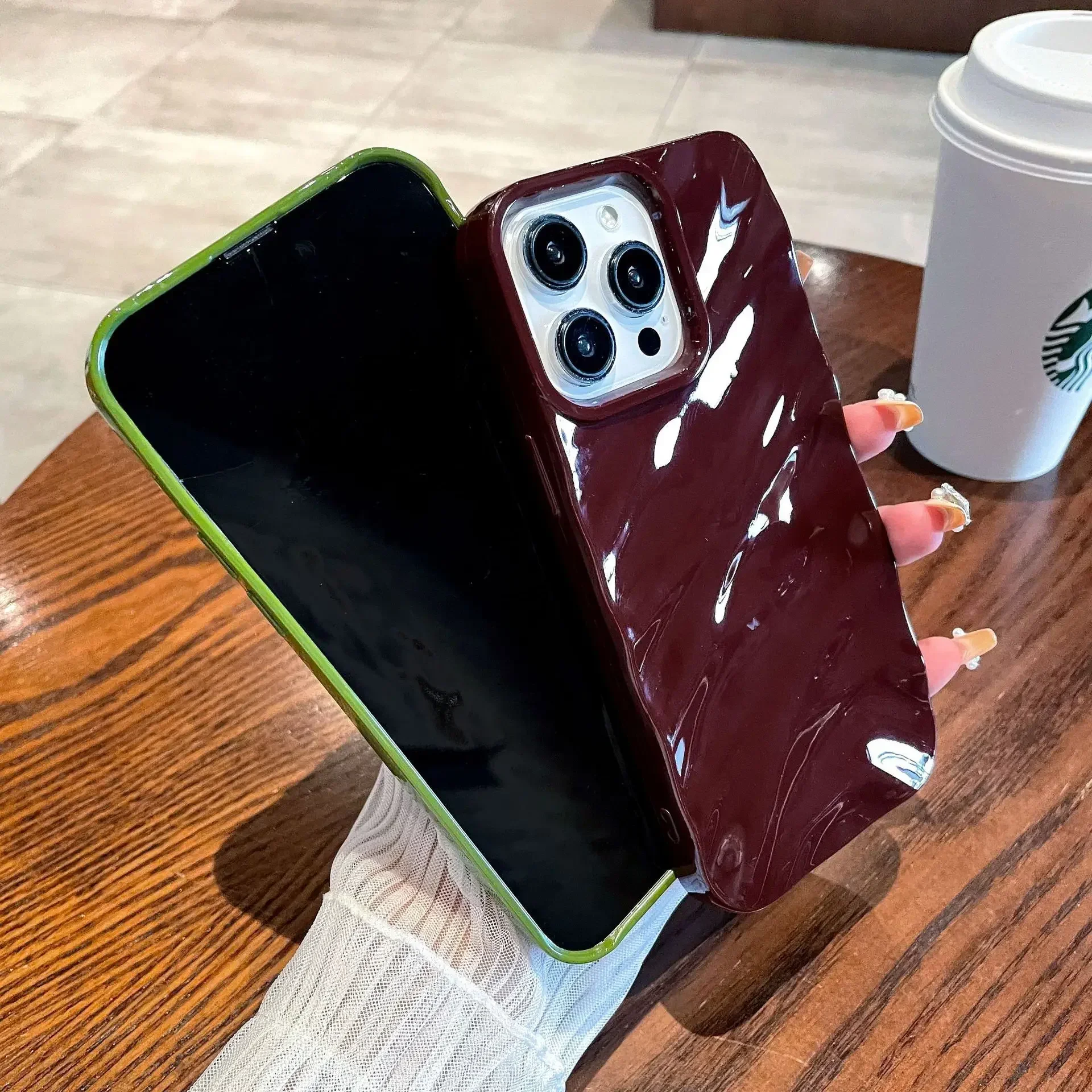 Retro chocolate matcha green tea fold art Phone Case For iPhone 15 14 13 12 11 Pro Max Xr Xs Max 8 14 Plus Case Cute Soft Cover