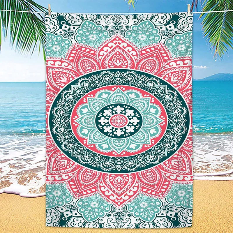 Colorful Mandala Pattern Beach Towel Patterned Sunscreen And Windproof Suitable For Swimming Pool Camping Travel Blanket