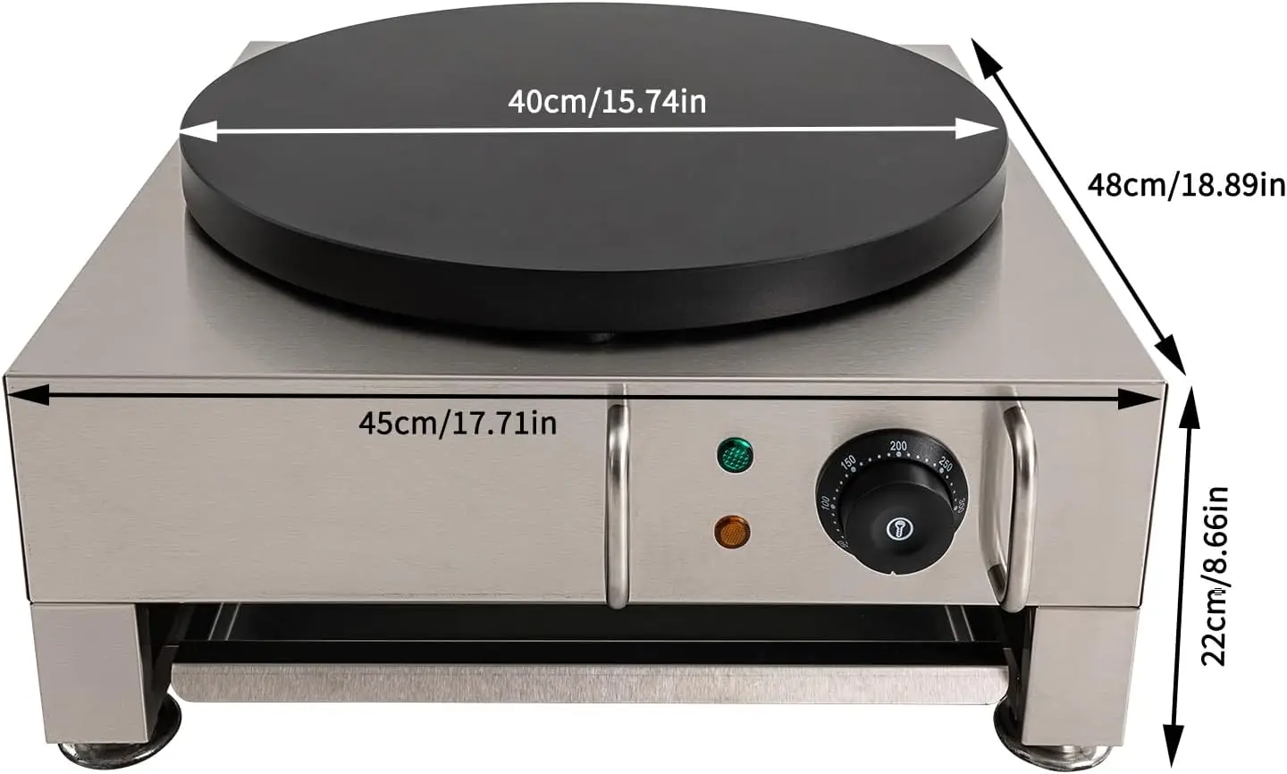 1650 واط صانع كريب كهربائي تجاري غير لاصق الفطائر صانع الشواية التلقائي فطيرة ماكينة قابل للتعديل درجة الحرارة fo