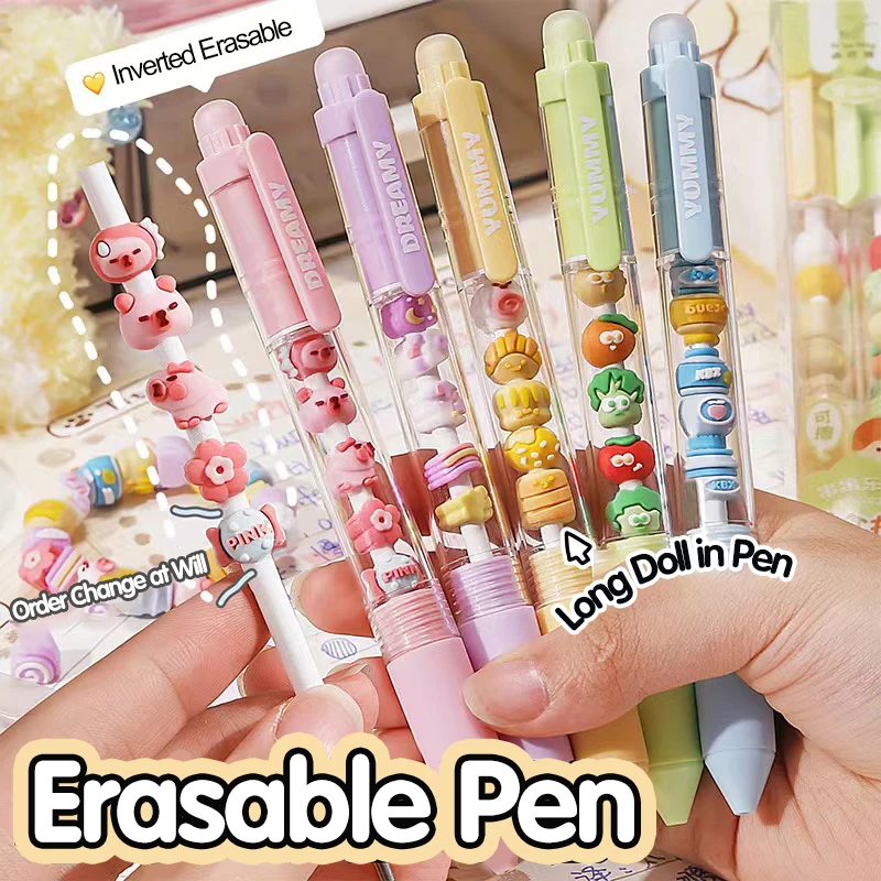 

Press to Wipe pen Neutral Pen Ballpoint Pen Third Grade Easy to Wipe Student Cartoon Crystal Blue Neutral Pen Thermal Eraser