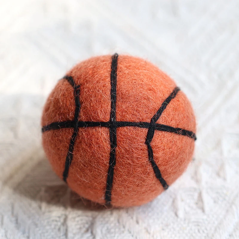 Ins Handmade Wool Felt 3D Three-dimensional Simulation Soccer Basketball Rugby Ornaments Handheld Toys Decompress Toys