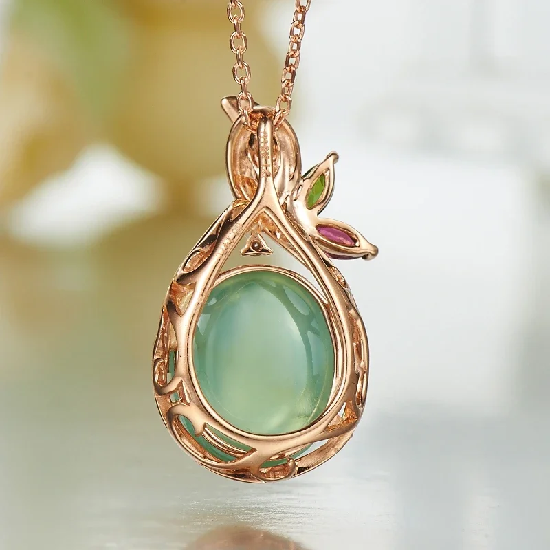 

Natural grape stone 18K Pure Gold Pendant Real AU 750 Solid Gold Upscale Trendy Classic Fine Jewelry Hot Sell New 2025